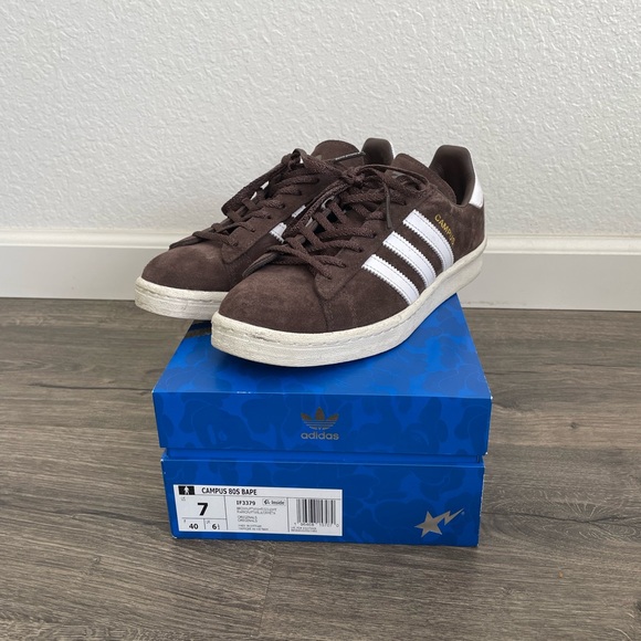 adidas gazelle silver green womens Adidas x BAPE Campus 80s Suede Sneakers 30th Anniversary Brown IF3379 – MAC  AND LOU main image 0